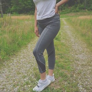 Gray Mesh Exercise Capri Pants